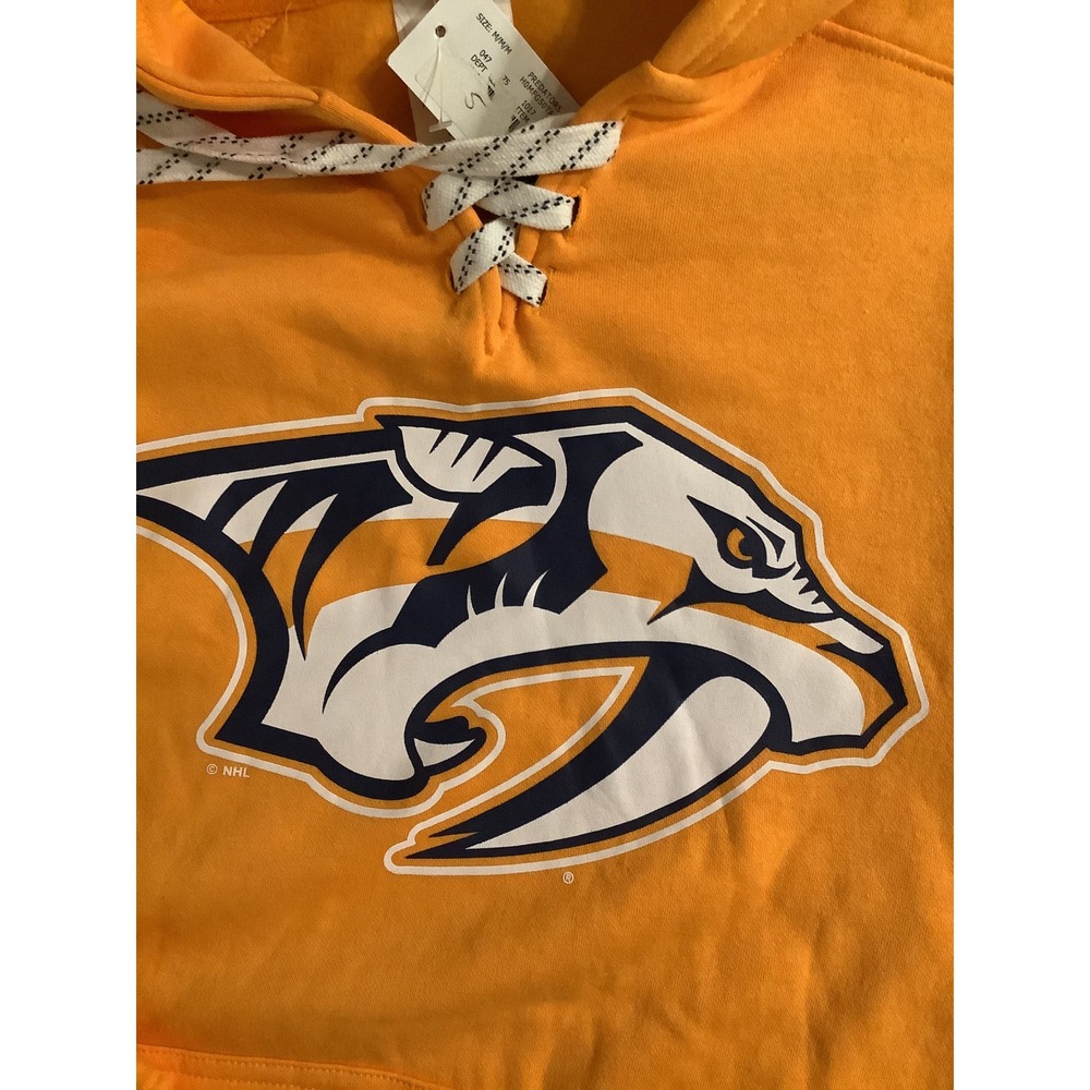 Men's NHL Nashville Predators Medium Gold Lace Up Hoodie Size Medium-NWT - Picture 5 of 5